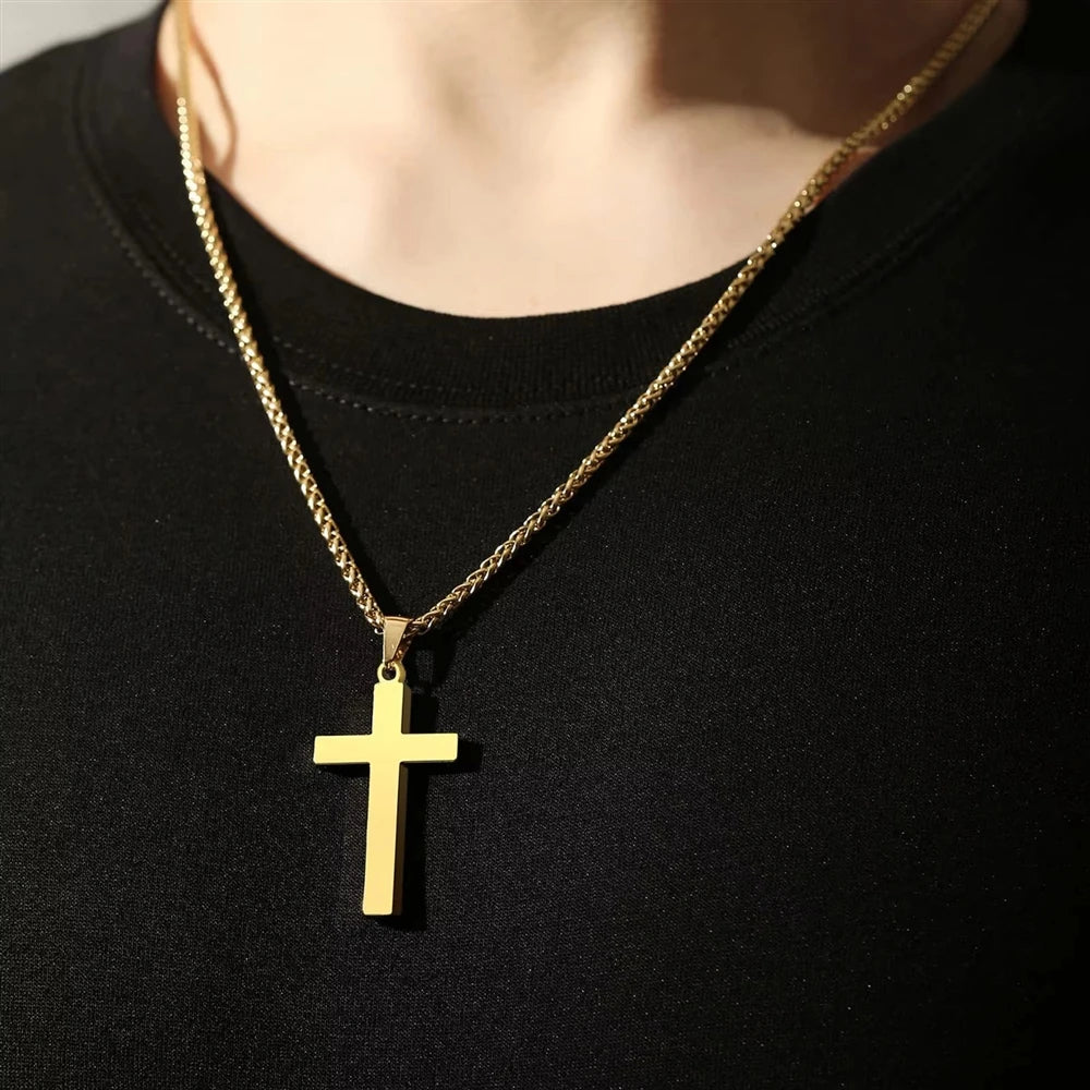 Jewelry Wholesale for Resellers Stainless Steel Sporty Personality Pendant Fashion Chain Cross Necklace Unisex