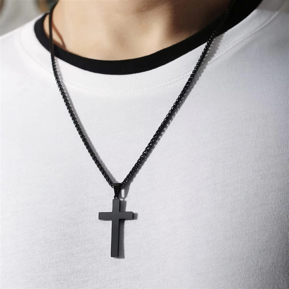 Jewelry Wholesale for Resellers Stainless Steel Sporty Personality Pendant Fashion Chain Cross Necklace Unisex