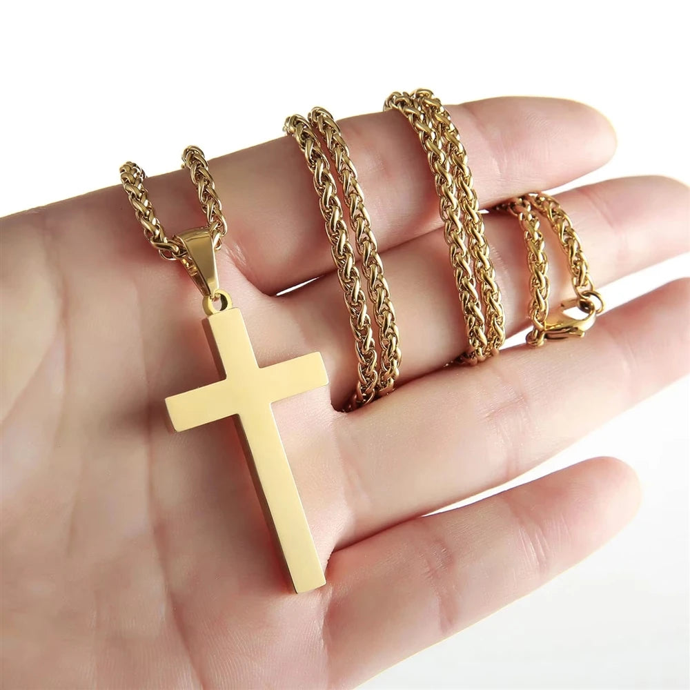 Jewelry Wholesale for Resellers Stainless Steel Sporty Personality Pendant Fashion Chain Cross Necklace Unisex