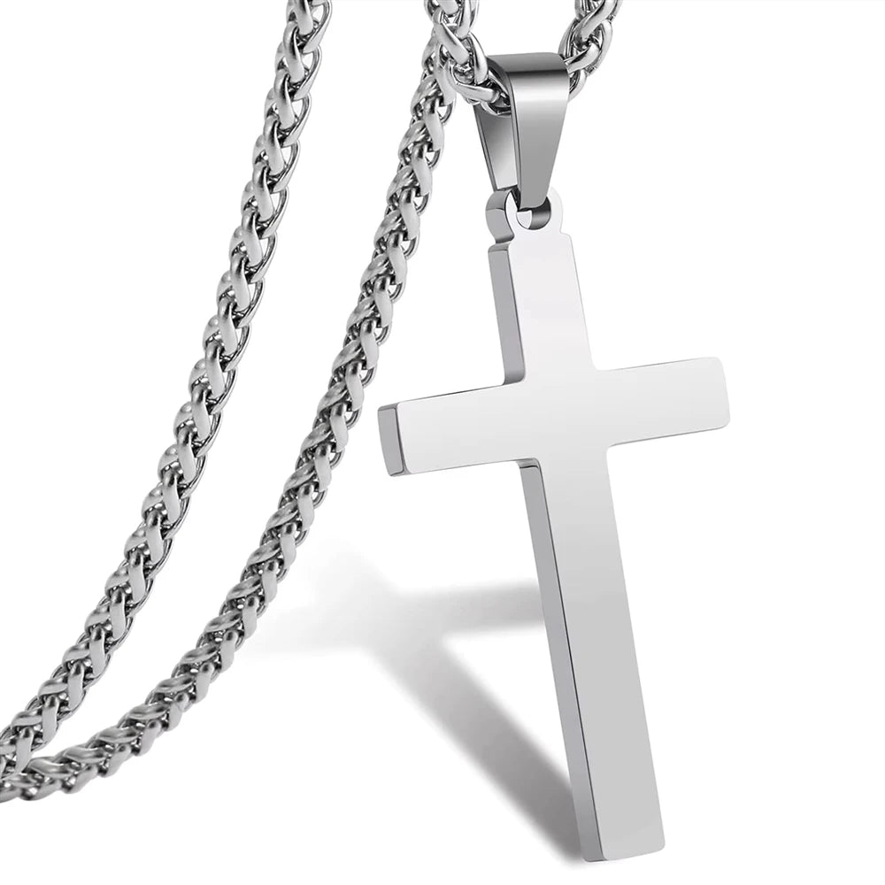 Jewelry Wholesale for Resellers Stainless Steel Sporty Personality Pendant Fashion Chain Cross Necklace Unisex