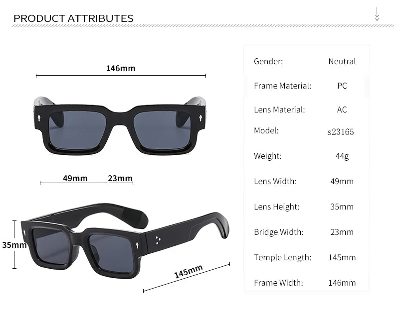 New Men's Personality Minimalist Style Sunglasses Fashion Cool Retro Rectangle Glasses Oculos De Sol Femino