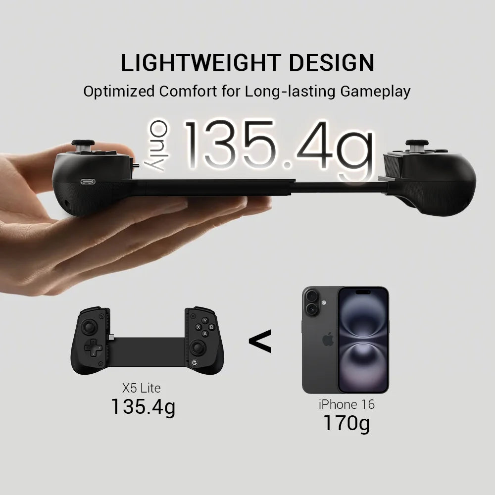 GameSir X5 Lite Controle para jogos mobile, gamepad para iPhone 17, 16 e 15 Series, iPad Mini Y700 e tablets Android.