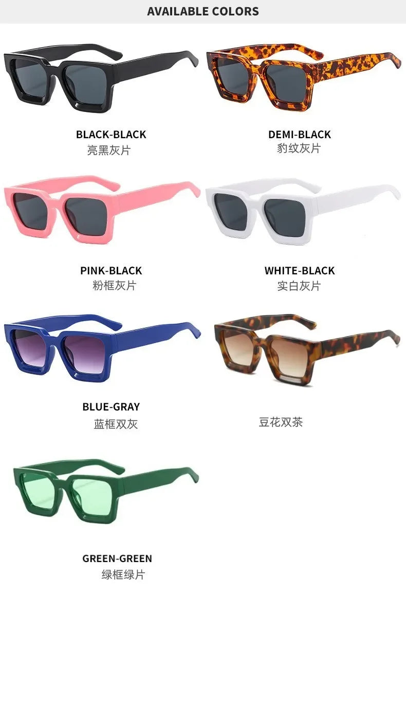 Vintage Big Square Sunglasses Men Women Brand Designer Black Sun Glasses Unisex Ins Popular Shades Eyewear UV400