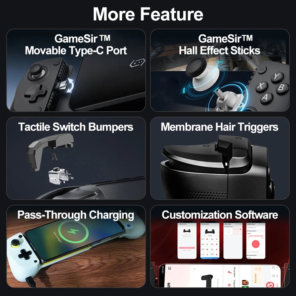 GameSir X5 Lite Controle para jogos mobile, gamepad para iPhone 17, 16 e 15 Series, iPad Mini Y700 e tablets Android.
