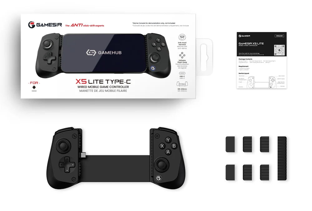 GameSir X5 Lite Controle para jogos mobile, gamepad para iPhone 17, 16 e 15 Series, iPad Mini Y700 e tablets Android.