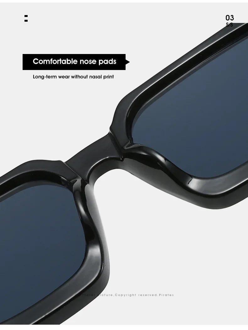 Vintage Big Square Sunglasses Men Women Brand Designer Black Sun Glasses Unisex Ins Popular Shades Eyewear UV400