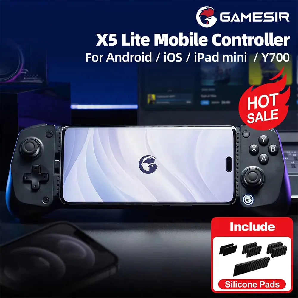 GameSir X5 Lite Controle para jogos mobile, gamepad para iPhone 17, 16 e 15 Series, iPad Mini Y700 e tablets Android.