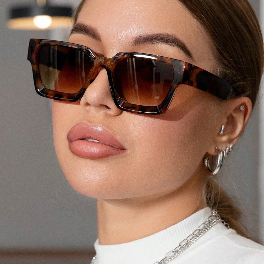 Vintage Big Square Sunglasses Men Women Brand Designer Black Sun Glasses Unisex Ins Popular Shades Eyewear UV400