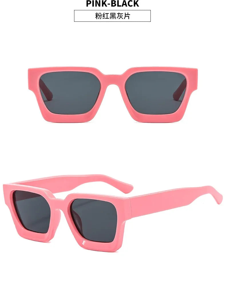 Vintage Big Square Sunglasses Men Women Brand Designer Black Sun Glasses Unisex Ins Popular Shades Eyewear UV400