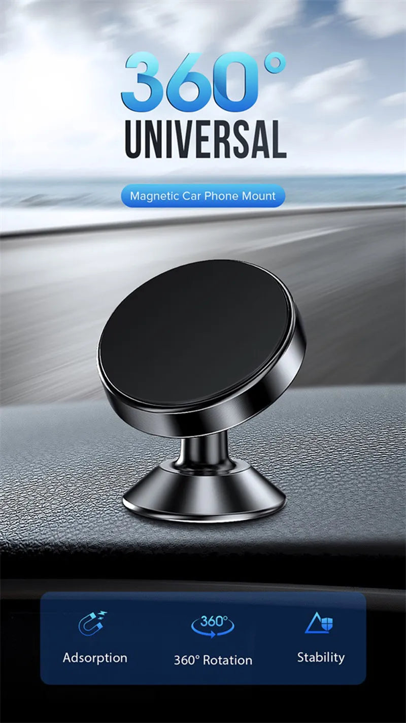 Magnetic Car Mobile Phone Holder 360 Degree Rotation Smart Phone Stand Magnet GPS Bracket In Car For iPhone Huawei Realme Oppo
