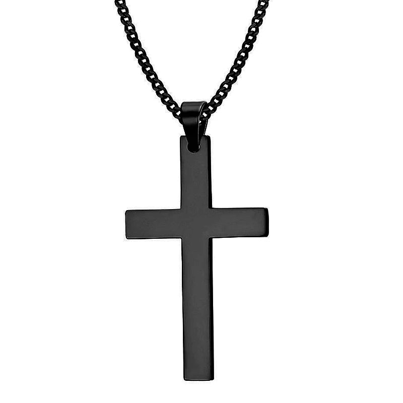 Colar com pingente de Cruz em Aço Inoxidável – Estilo Punk/Hip Hop – Corrente de Elos Simples – Joia Moderna Unissex – Presente