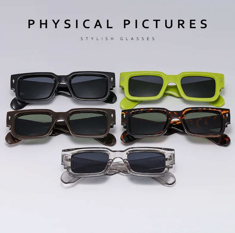 New Men's Personality Minimalist Style Sunglasses Fashion Cool Retro Rectangle Glasses Oculos De Sol Femino