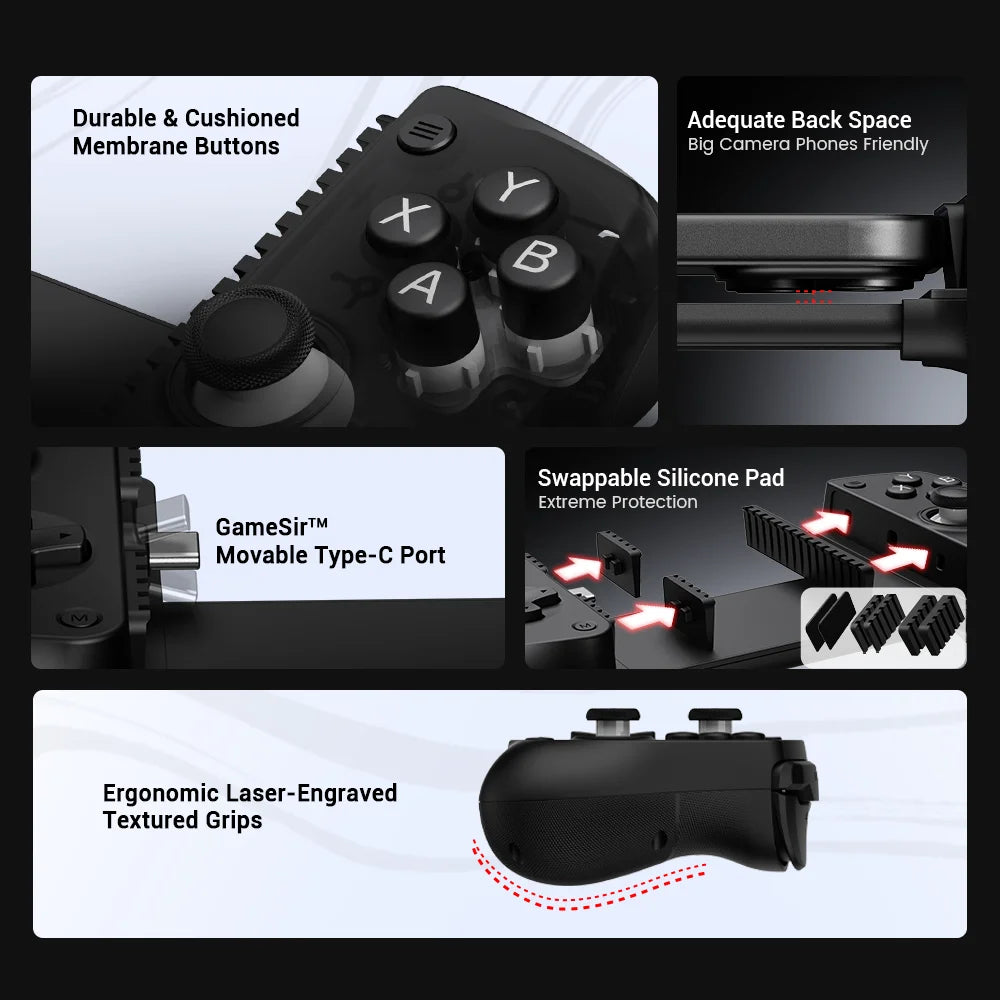 GameSir X5 Lite Controle para jogos mobile, gamepad para iPhone 17, 16 e 15 Series, iPad Mini Y700 e tablets Android.