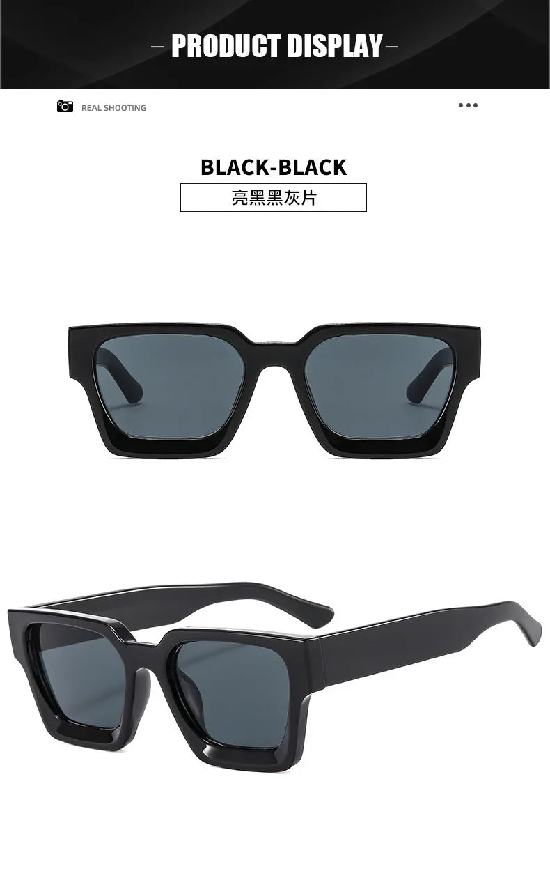 Vintage Big Square Sunglasses Men Women Brand Designer Black Sun Glasses Unisex Ins Popular Shades Eyewear UV400