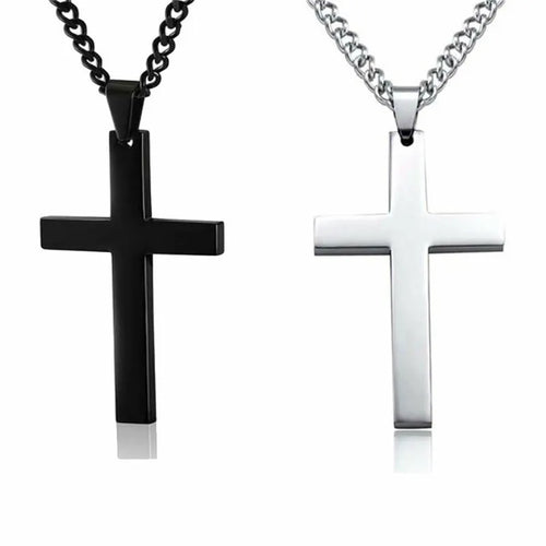 Colar Clássico com Pingente de Cruz em Aço Inoxidável – Unissex (Corrente de Elos) – Estilo Punk/Hip Hop – Presente